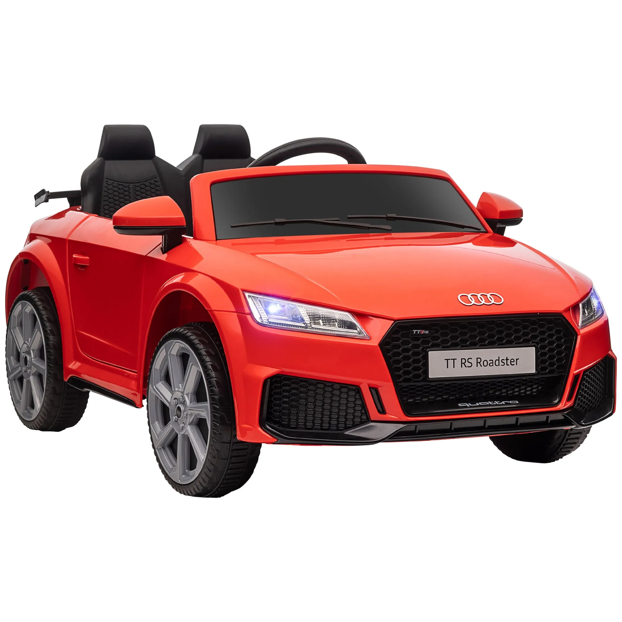 12V Battery Licensed Audi TT RS Ride-On Car w/ Remote, Headlight - Red