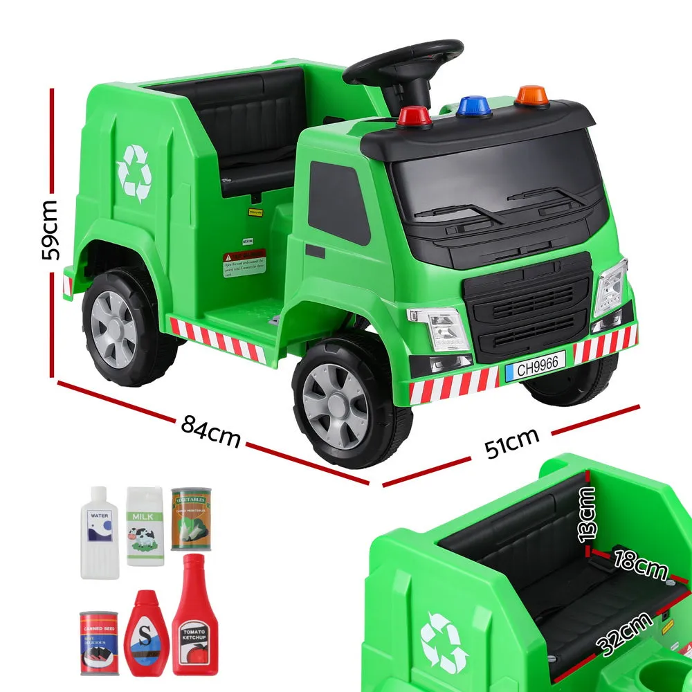 12V Green Kids Ride On Garbage Truck with Remote & Seat Belt – Rigo