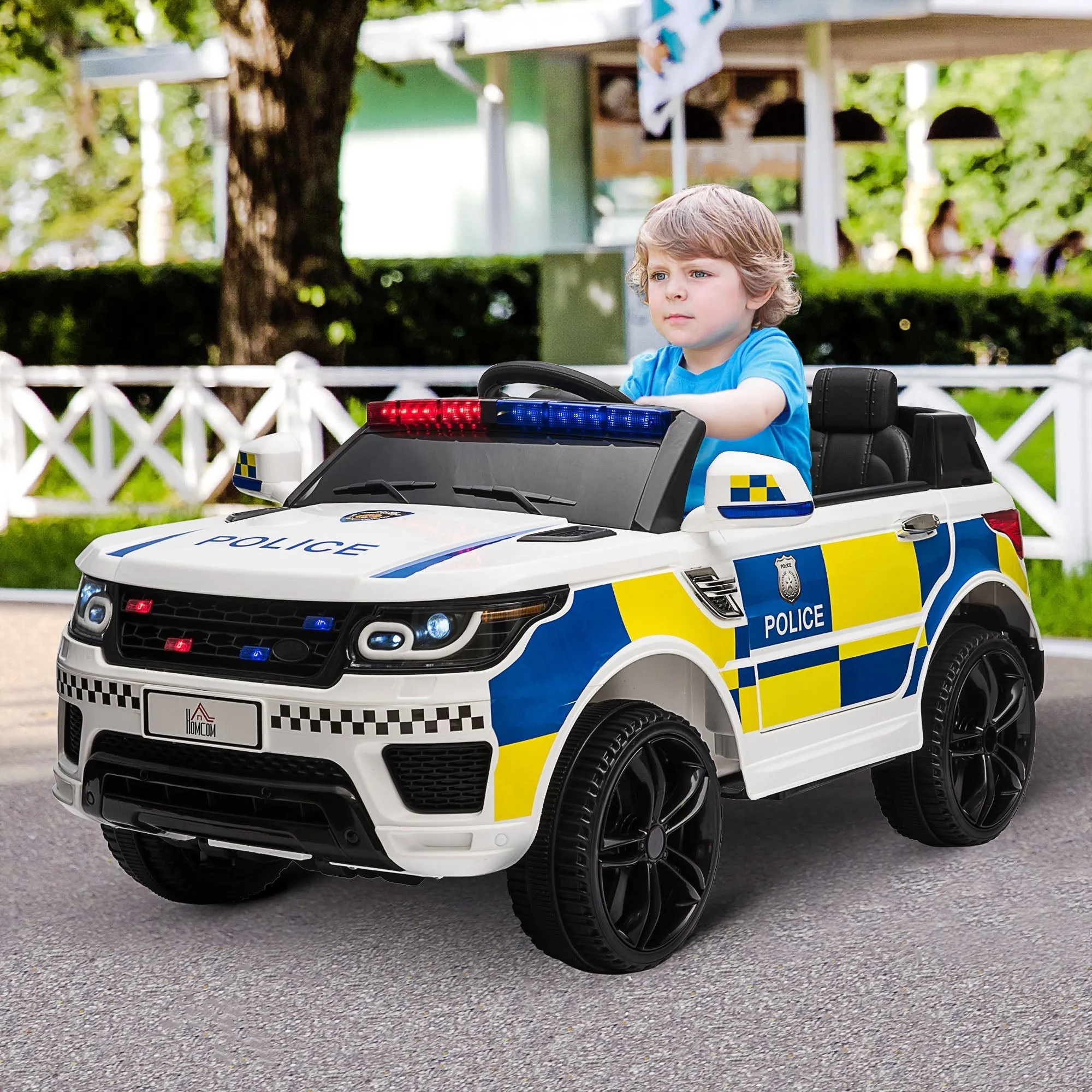 12V Kid Electric Ride On Police Car w/ Remote Siren Light Bluetooth 3-6 Years