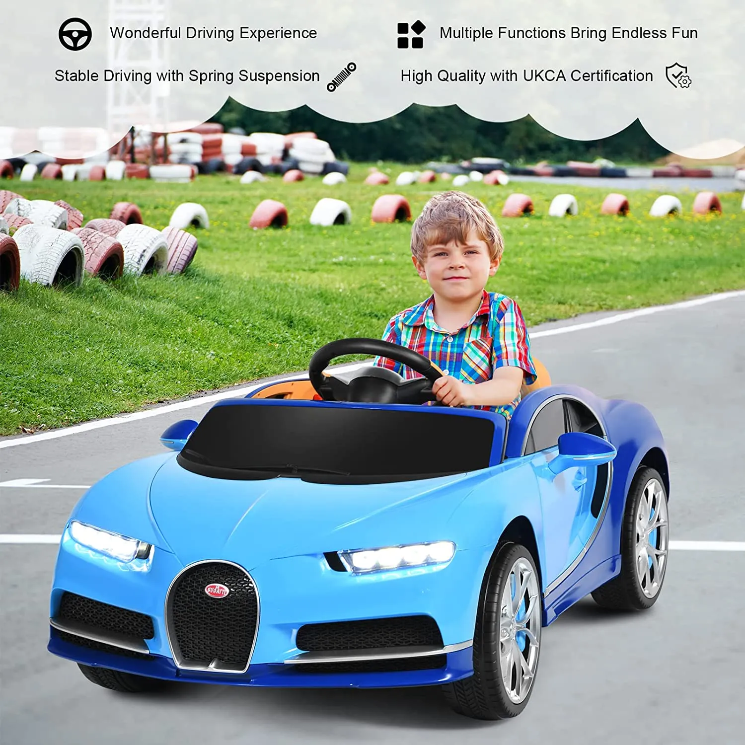 12V Kids Licensed Battery Powered Vehicle with Remote Control-Navy