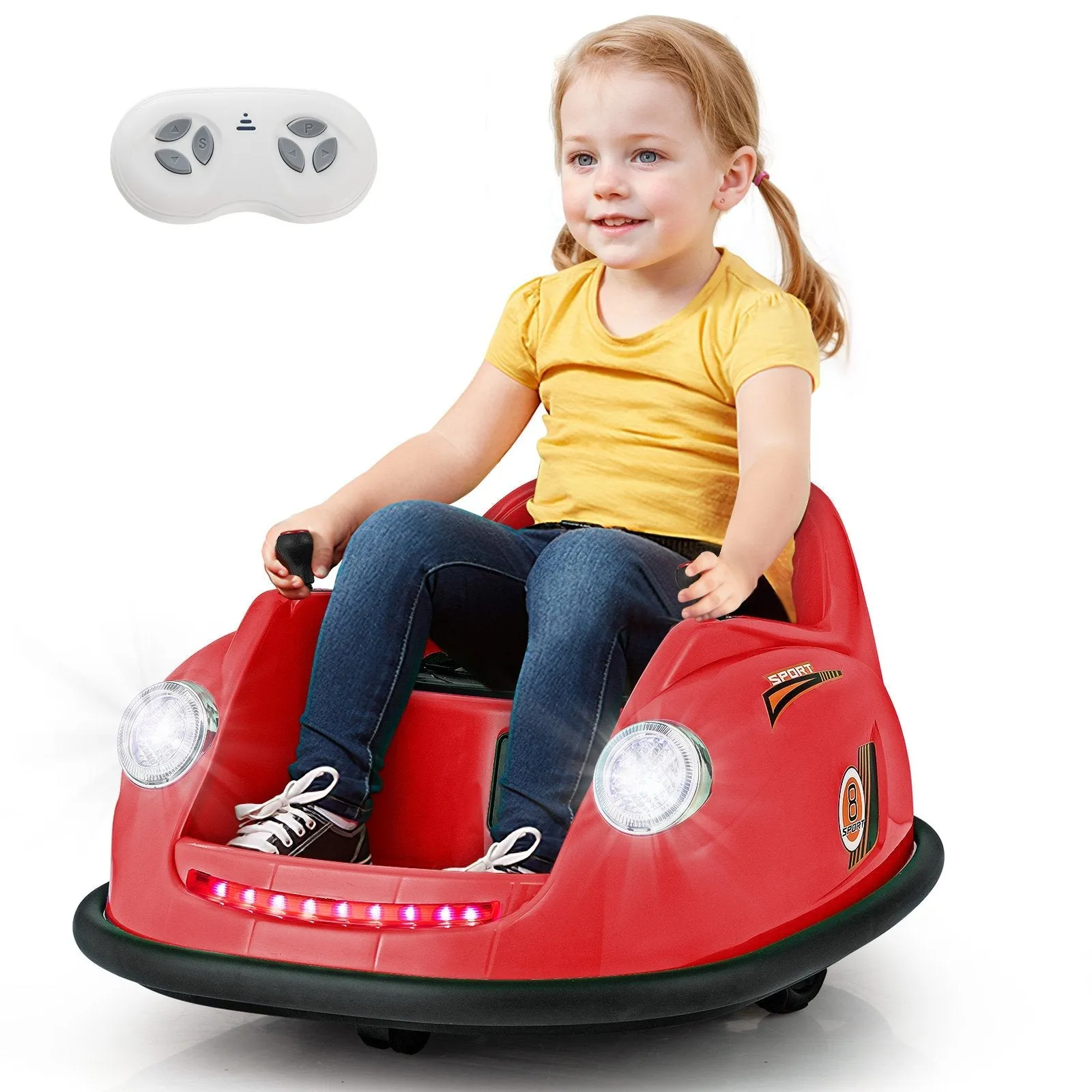 12V Kids Ride on Bumper Car with Remote Control and Music-Red