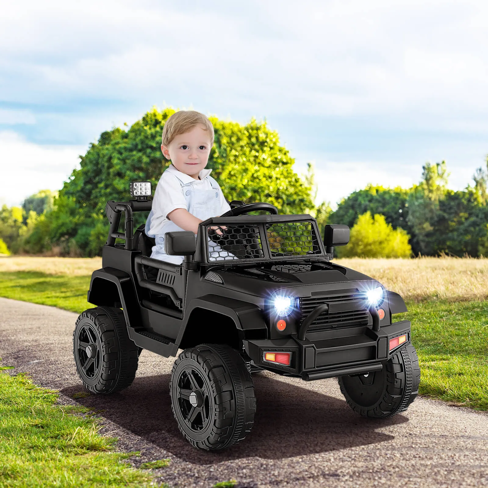 12V Kids Ride on Car with Remote Control and Music-Black