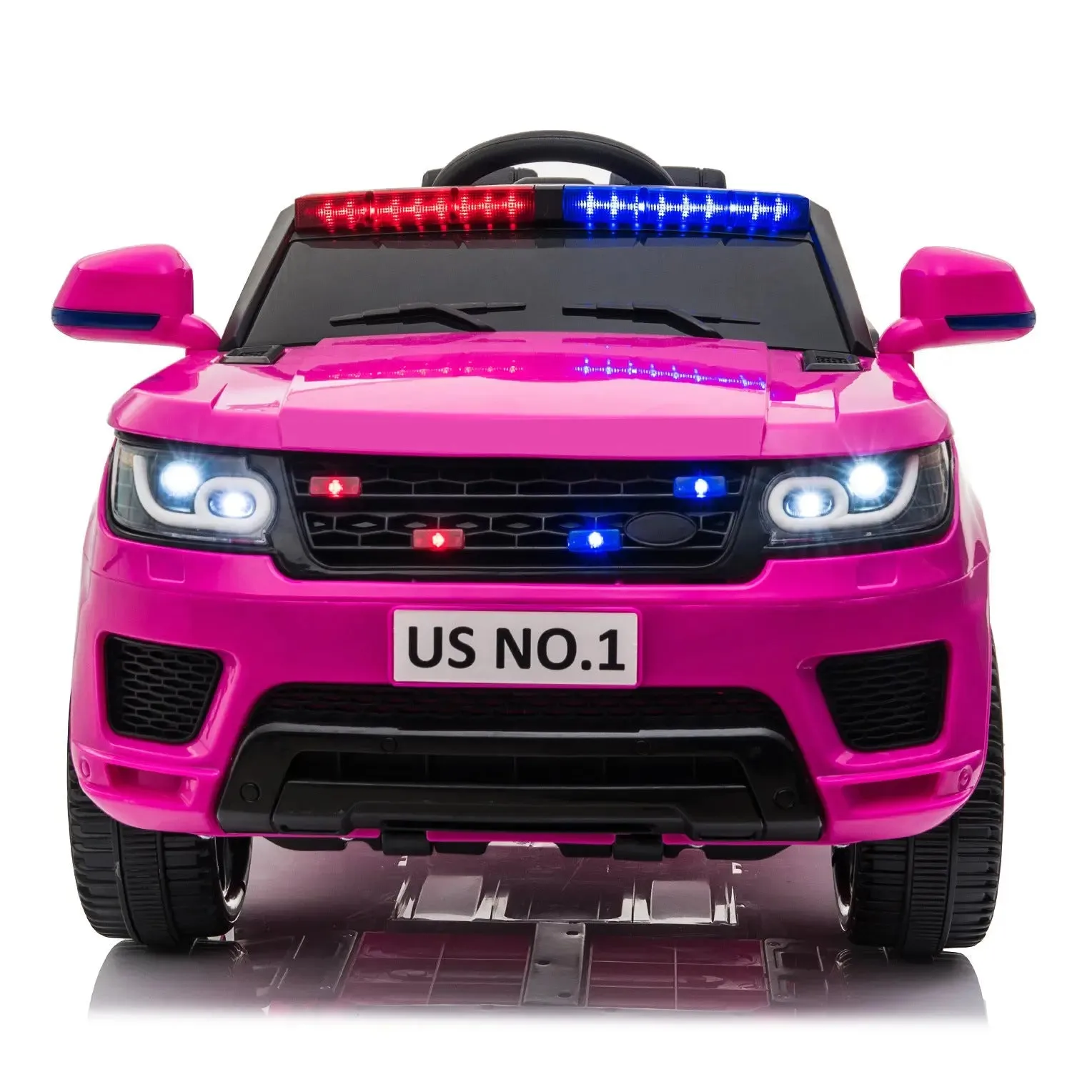 12V Kids Ride On SUV Cop Car with Remote Control, Siren Sounds Alarming Lights, Music Story - Rose Red