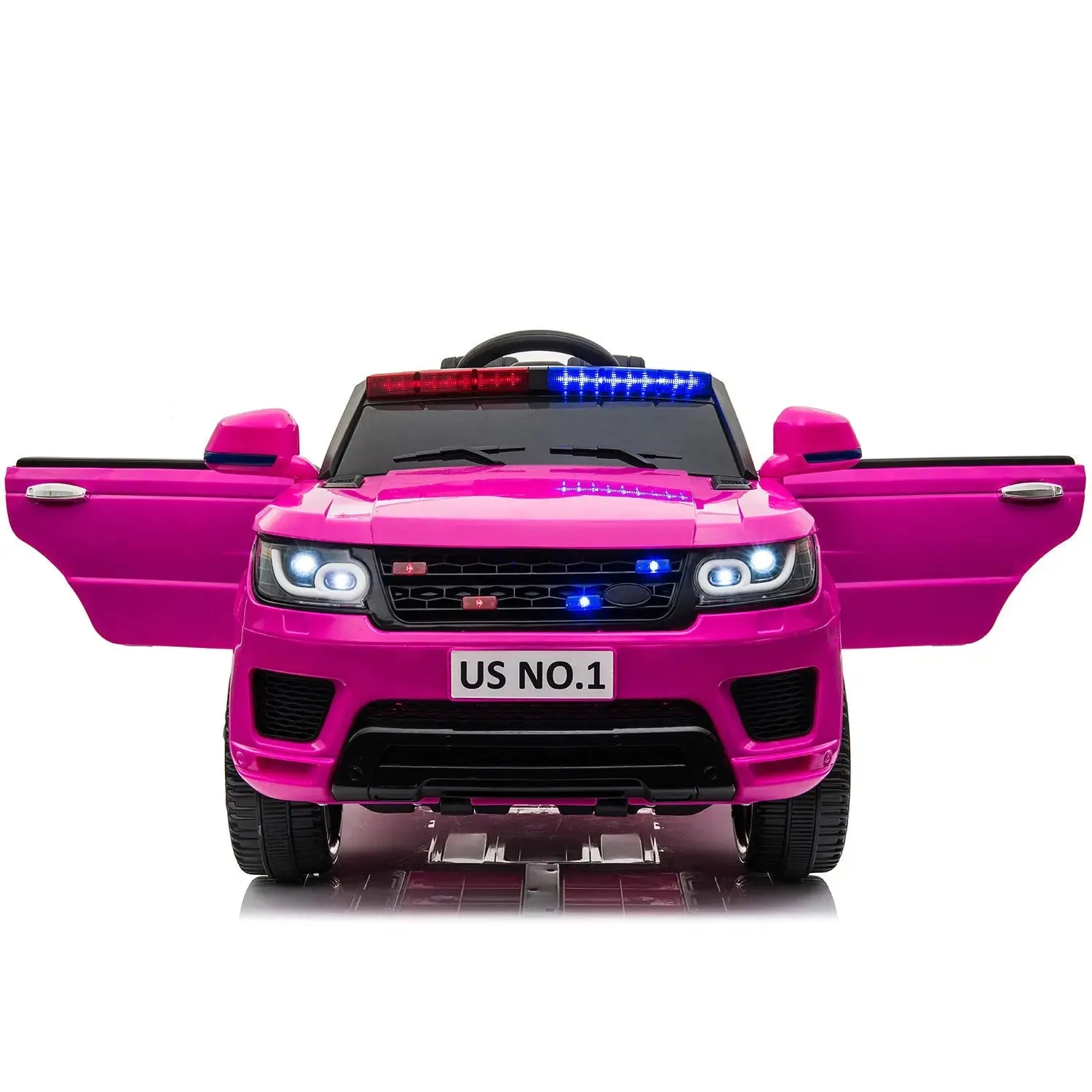 12V Kids Ride On SUV Cop Car with Remote Control, Siren Sounds Alarming Lights, Music Story - Rose Red