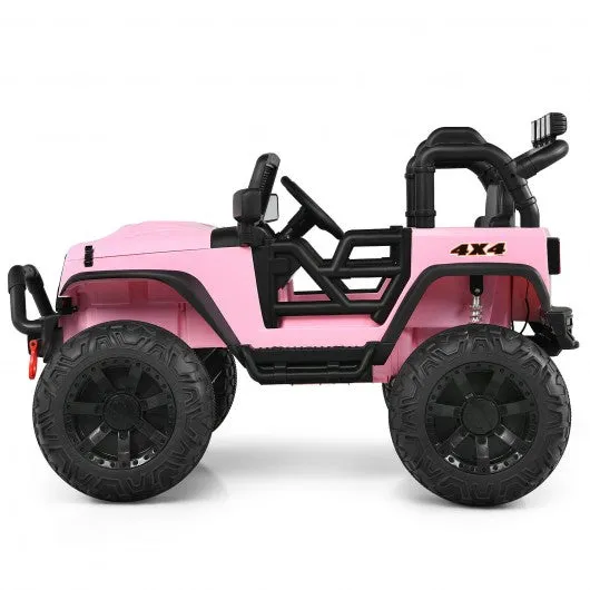 12V Kids Ride On Truck RC Motorized Car with Spring Suspension and MP3 -Pink