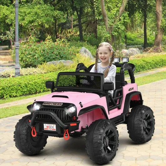 12V Kids Ride On Truck RC Motorized Car with Spring Suspension and MP3 -Pink