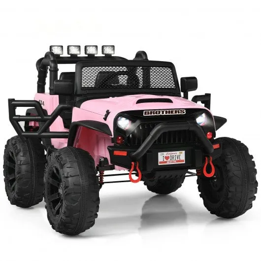 12V Kids Ride On Truck RC Motorized Car with Spring Suspension and MP3 -Pink