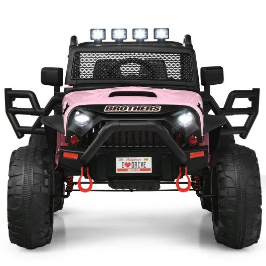 12V Kids Ride On Truck RC Motorized Car with Spring Suspension and MP3 -Pink