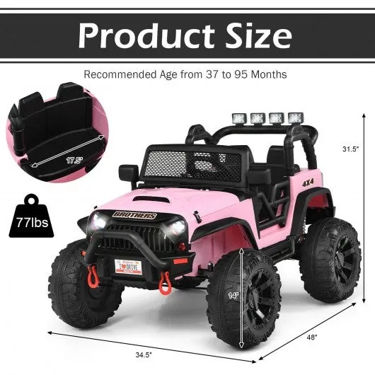 12V Kids Ride On Truck RC Motorized Car with Spring Suspension and MP3 -Pink