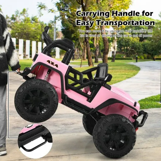 12V Kids Ride On Truck RC Motorized Car with Spring Suspension and MP3 -Pink