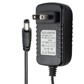 (12V/1.5A) AC/DC Adapter Wall Power Charger - Black (JDT1215)