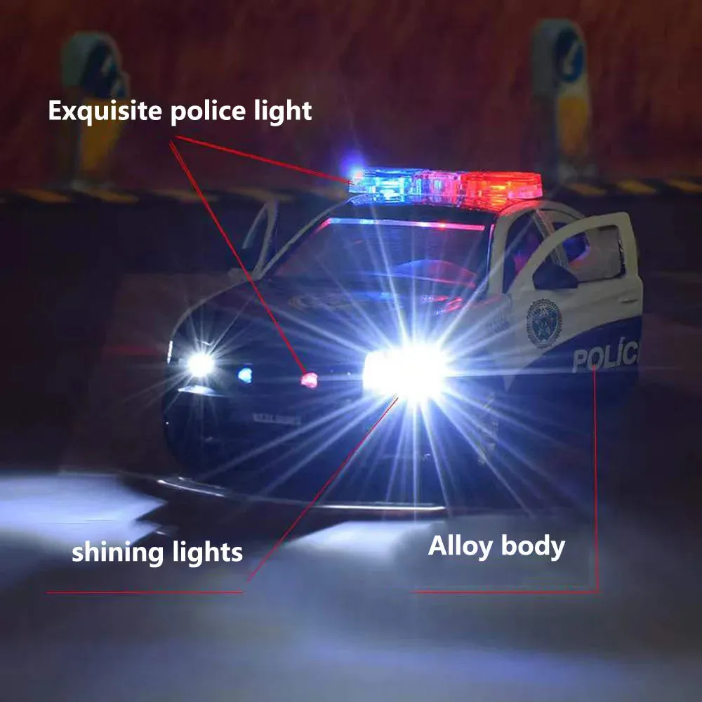 1:32 Diecast Dodge Charger Police Car with Lights, Sounds & Opening Doors