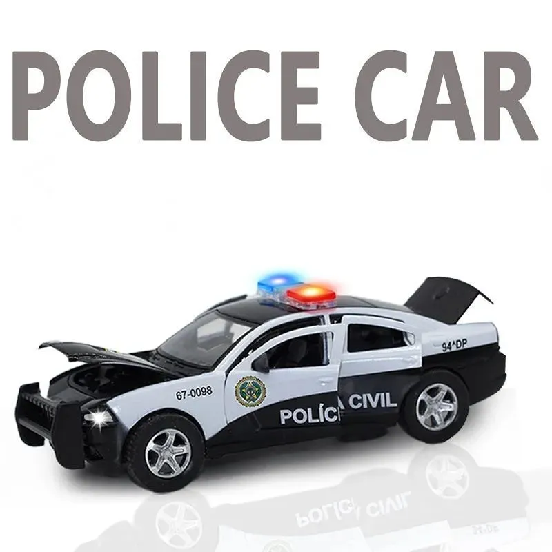 1:32 Diecast Dodge Charger Police Car with Lights, Sounds & Opening Doors