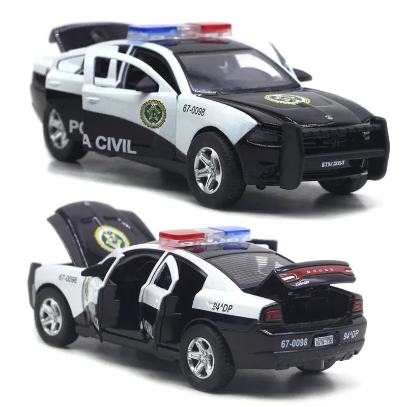 1:32 Diecast Dodge Charger Police Car with Lights, Sounds & Opening Doors