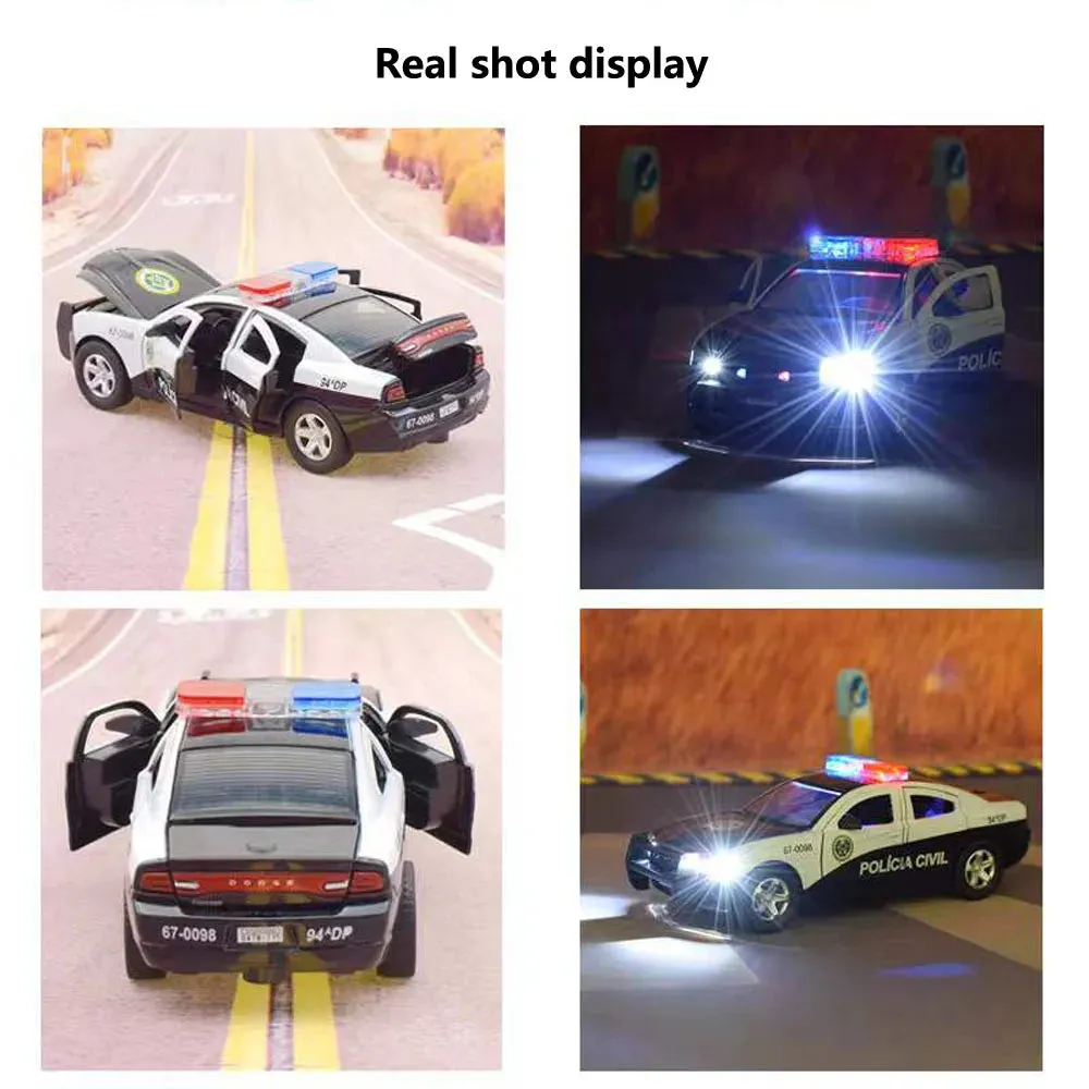 1:32 Diecast Dodge Charger Police Car with Lights, Sounds & Opening Doors