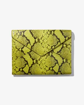 13" Laptop Clutch - Neon Green Python