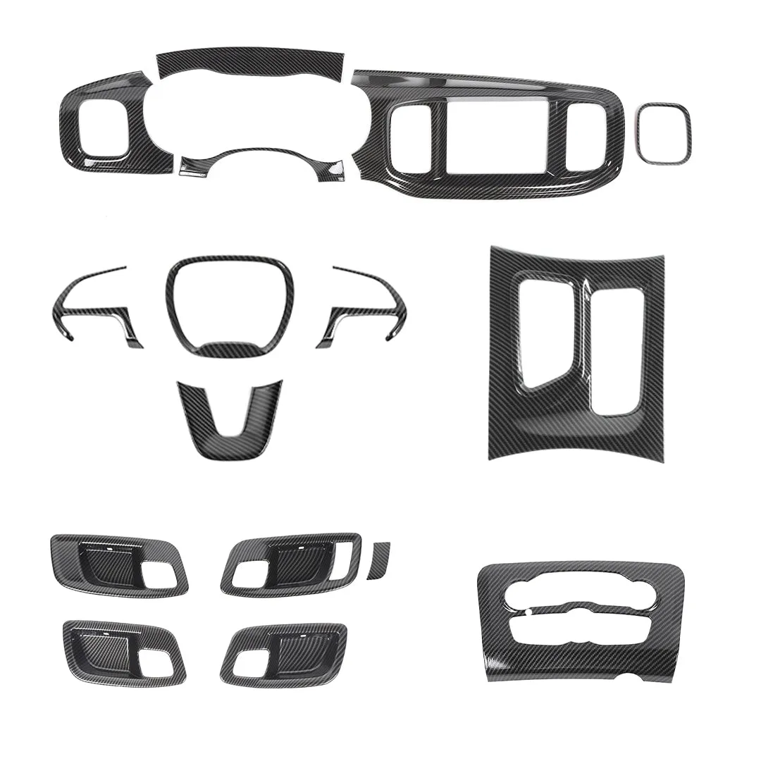 15pcs/set Full Set Interior Cover Trim Decor Kit For Dodge Charger 2015  Carbon Fiber｜CheroCar