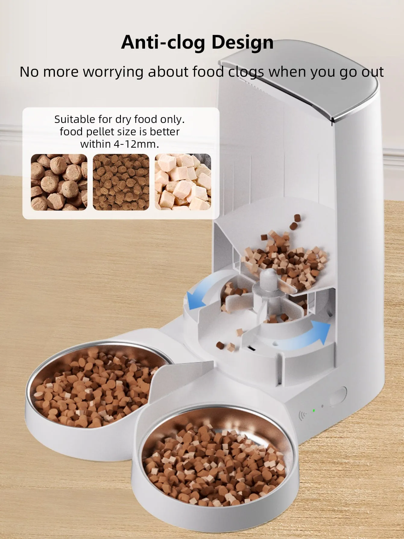 1pc Double Basin Pet Smart Feeder with WIFI Function 4L Capacity Only with USB Data Cable Delivery Without Adapter