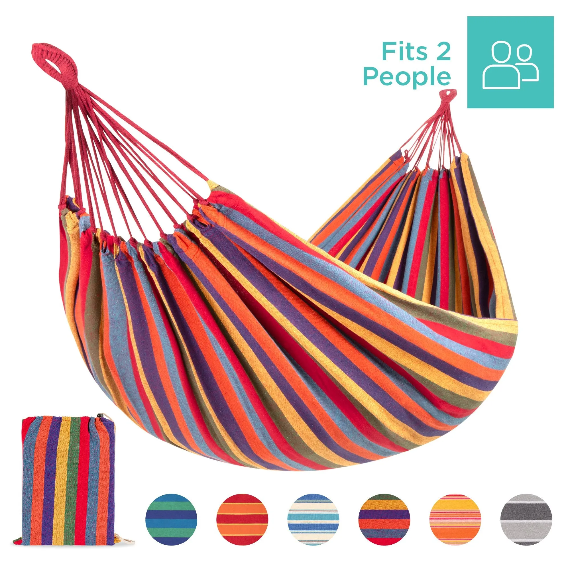 2-Person Brazilian-Style Double Hammock w/ Portable Carrying Bag