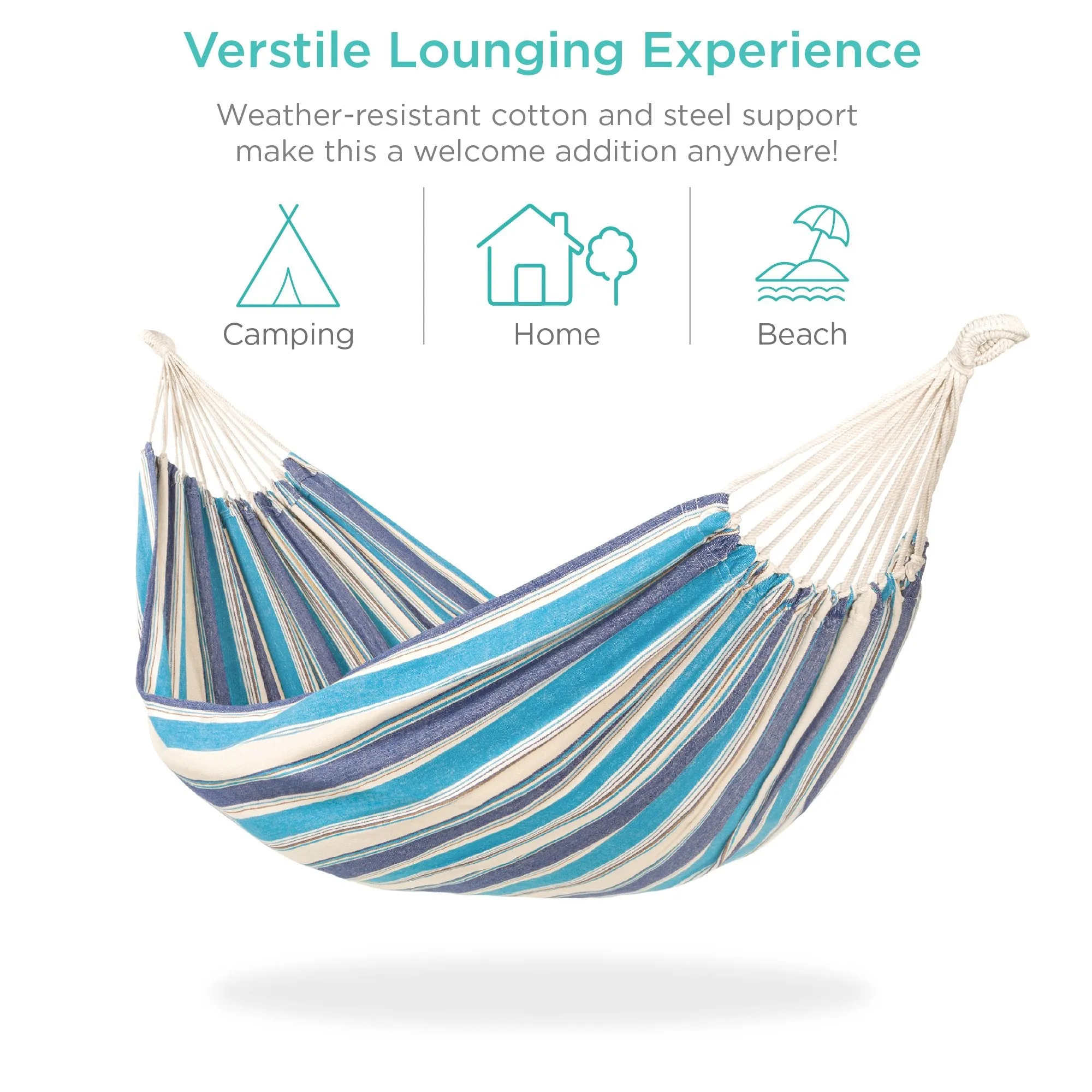 2-Person Brazilian-Style Double Hammock w/ Portable Carrying Bag