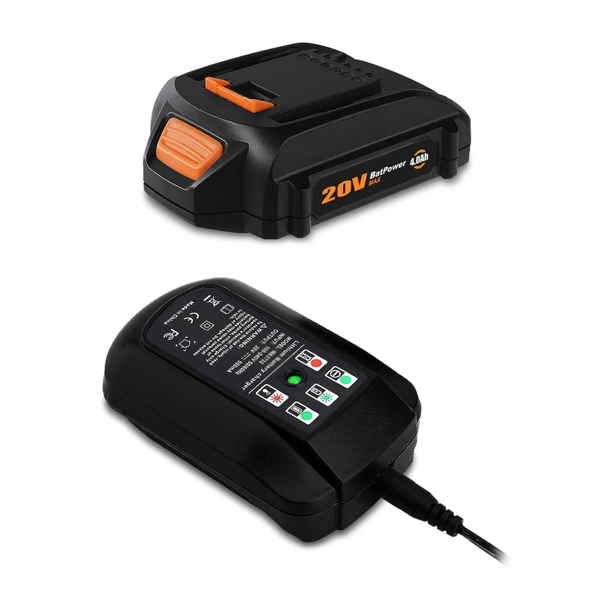 20V 4.0Ah WA3575 Compact Batteries with Charger Combo Replacement for WORX 20V Battery and Charger Kit WA3742 WA3520 WA3525 WA3575 Battery and Charger