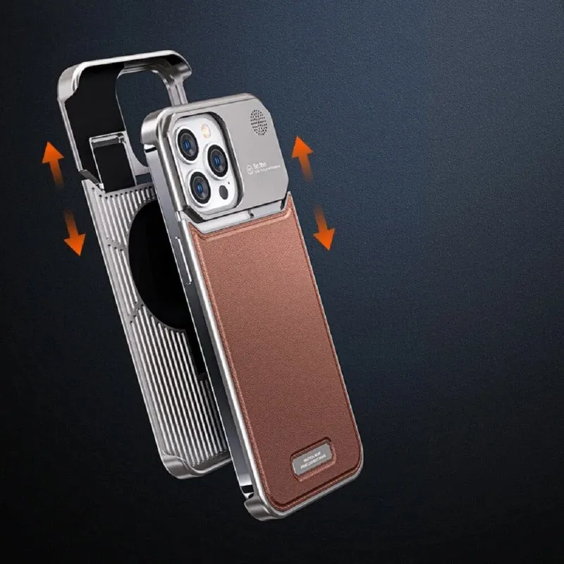 2in1 Aluminum Alloy Aromatherapy Magnetic Perfume Cooling Leather Phone Case For iPhone