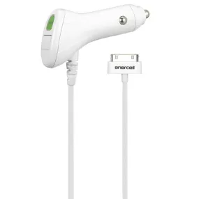 30-Pin Apple iPhone Car Charger with Extra USB Port 1.5A - White