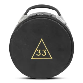 33rd Degree Scottish Rite Crown Cap Case - Black Leather And Gold