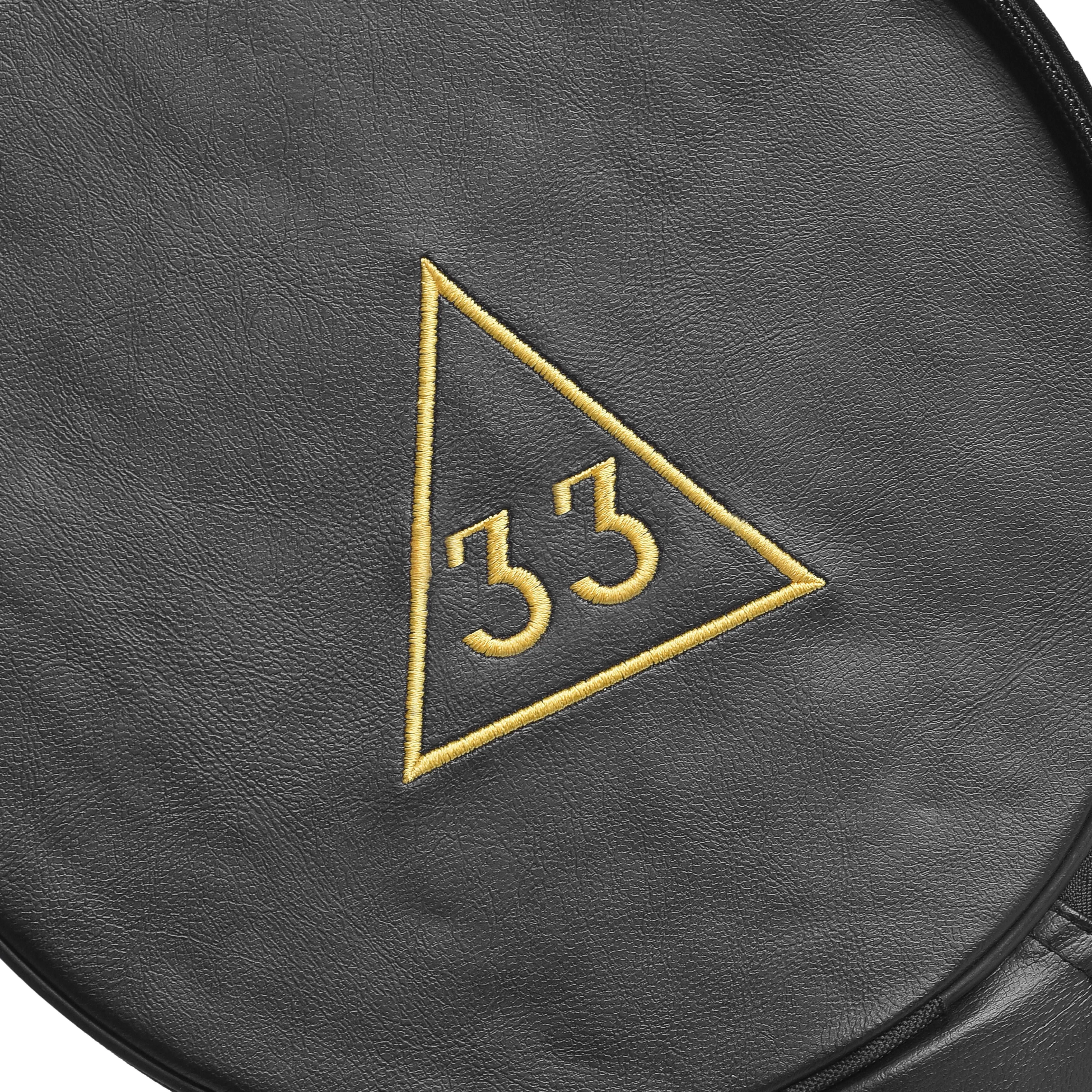 33rd Degree Scottish Rite Crown Cap Case - Black Leather And Gold