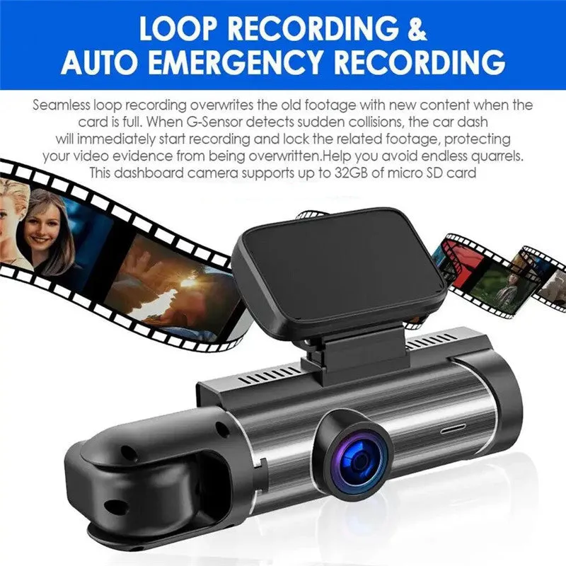 360° Dual View Car Dash Camera with 32GB Card