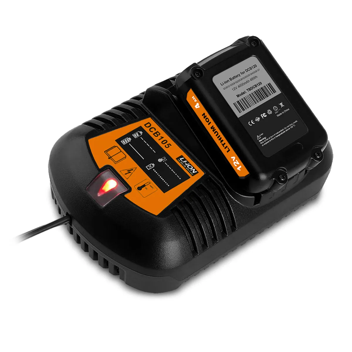 4.0Ah DCB124 12V Battery and Charger Kit Replacement for Dewalt 12V Lithium Compact Battery and Charger Combo 3Ah 2.0Ah DCB122 1.5Ah DCB120