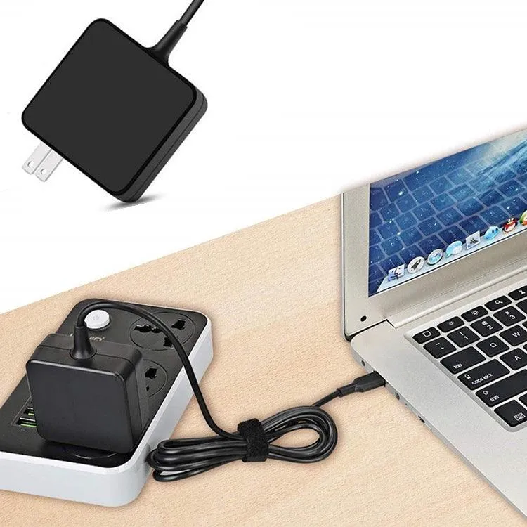 45W Compact USB-C Power Adapter with Type-C Charging Cable for Laptops - US Plug