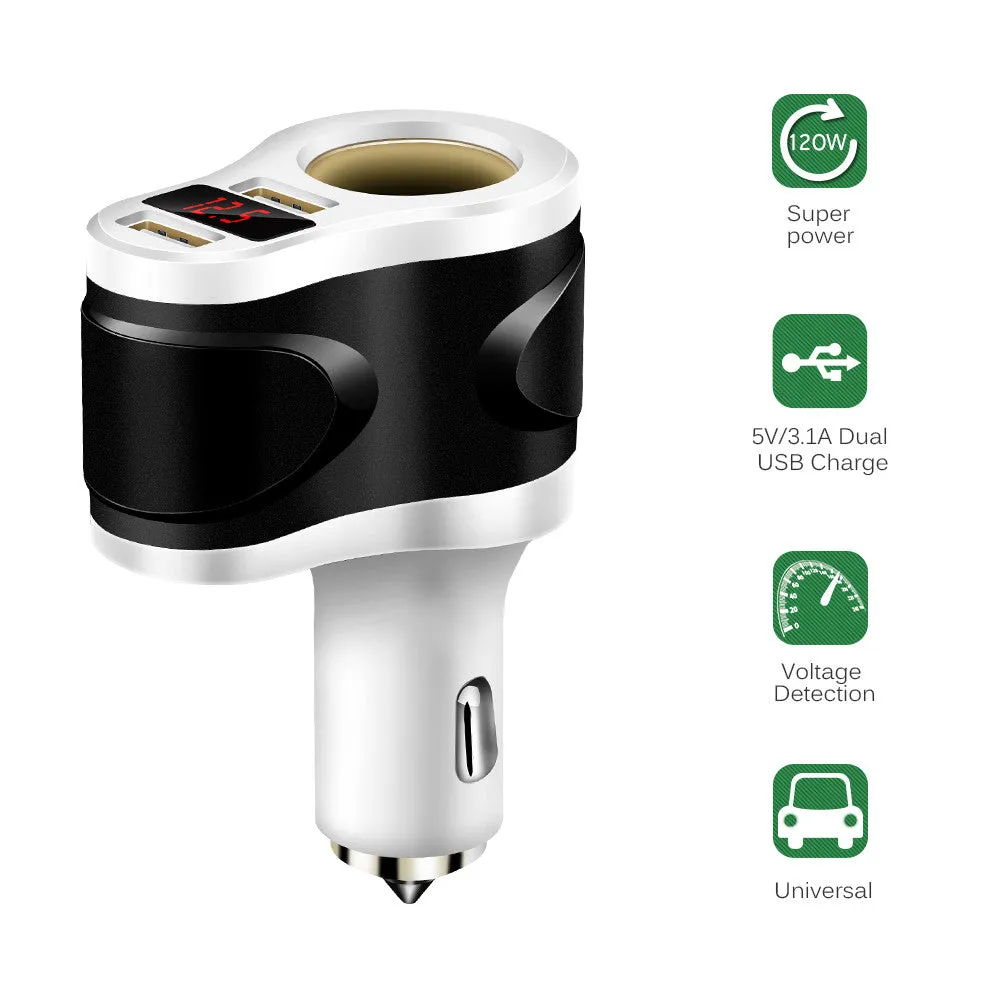 5V 3.1A Dual USB Car Charger / Glass Breaker For iPhone iPad Samsung 12V-24V Car Cigarette Lighter Socket Adapter Charger