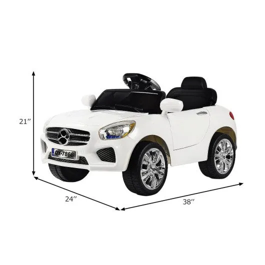 6V Kids Remote Control Battery Powered LED Lights Riding Car-White