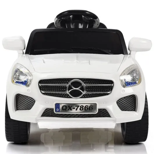 6V Kids Remote Control Battery Powered LED Lights Riding Car-White