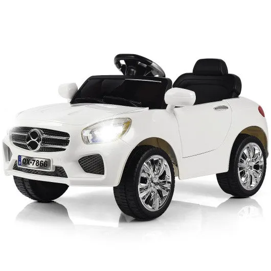 6V Kids Remote Control Battery Powered LED Lights Riding Car-White