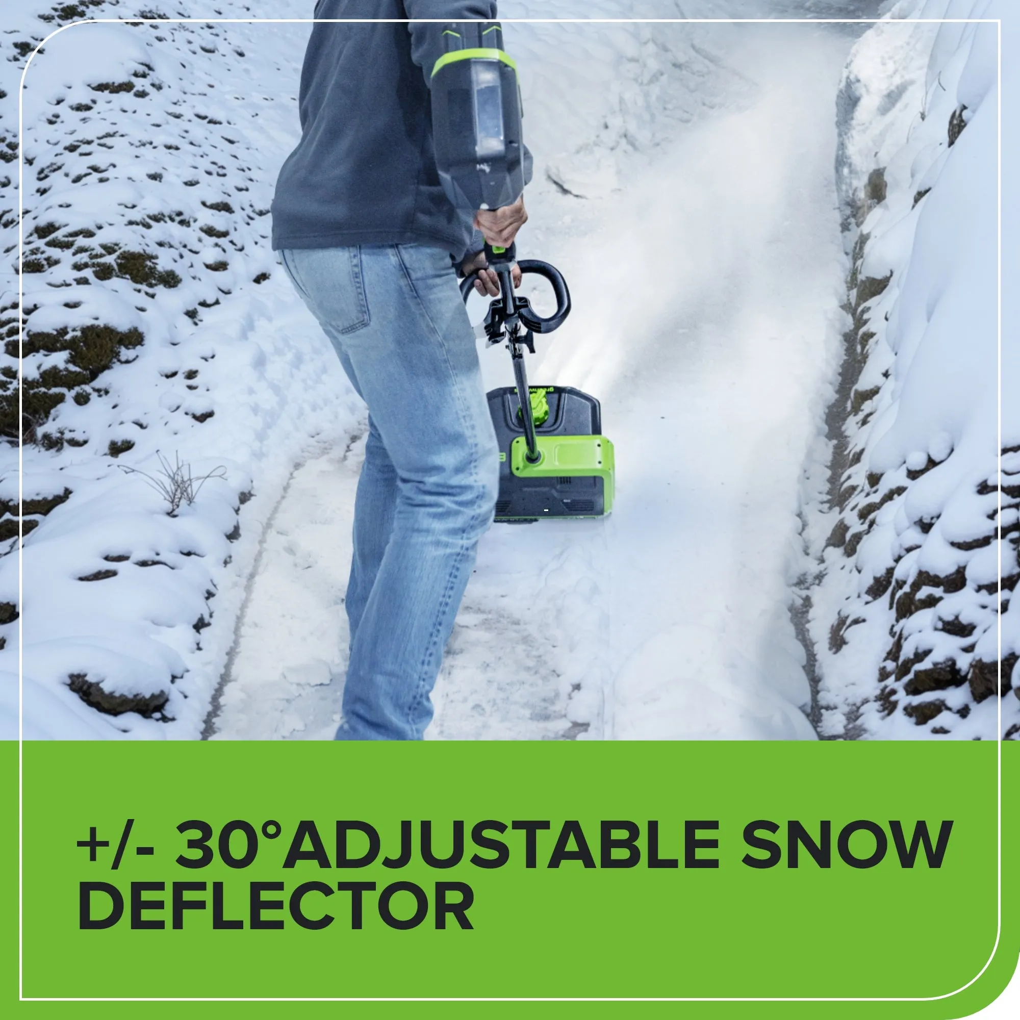 80V 12" Cordless Battery LED Snow Shovel w/ Directional Vanes, 2.5Ah Battery and Charger