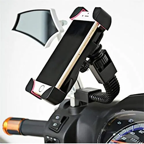 Activa Mobile Holder at Rear Mirror| Motorcycle Mount Stand | Handlebar Clip Stand for Motorbike, Scooty for 4.8 to 7.6" Mobiles