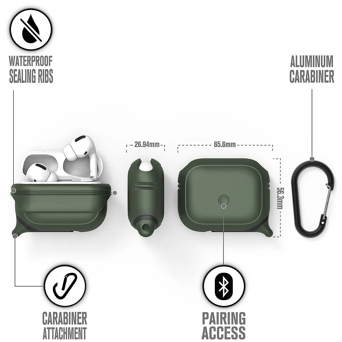 AirPods Pro (Gen 2/1) - Waterproof Case   Carabiner