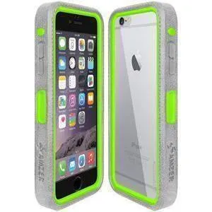 Amzer CRUSTA Rugged iPhone 6 Case Grey on Green Shell With Tempered Glass