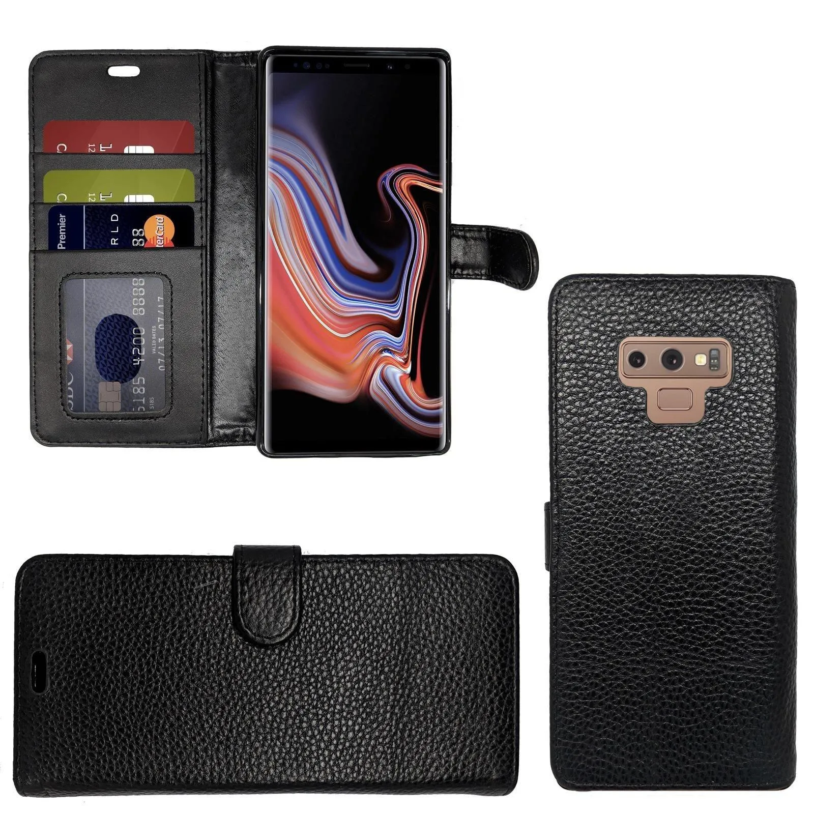 Apple iPhone XS Max, Genuine Leather Flip Folio Book Wallet Case