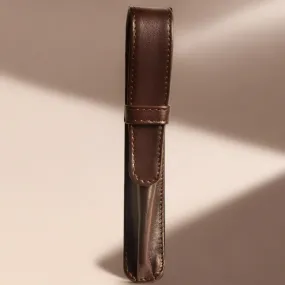 Aston Leather 1 Pen Case - Brown