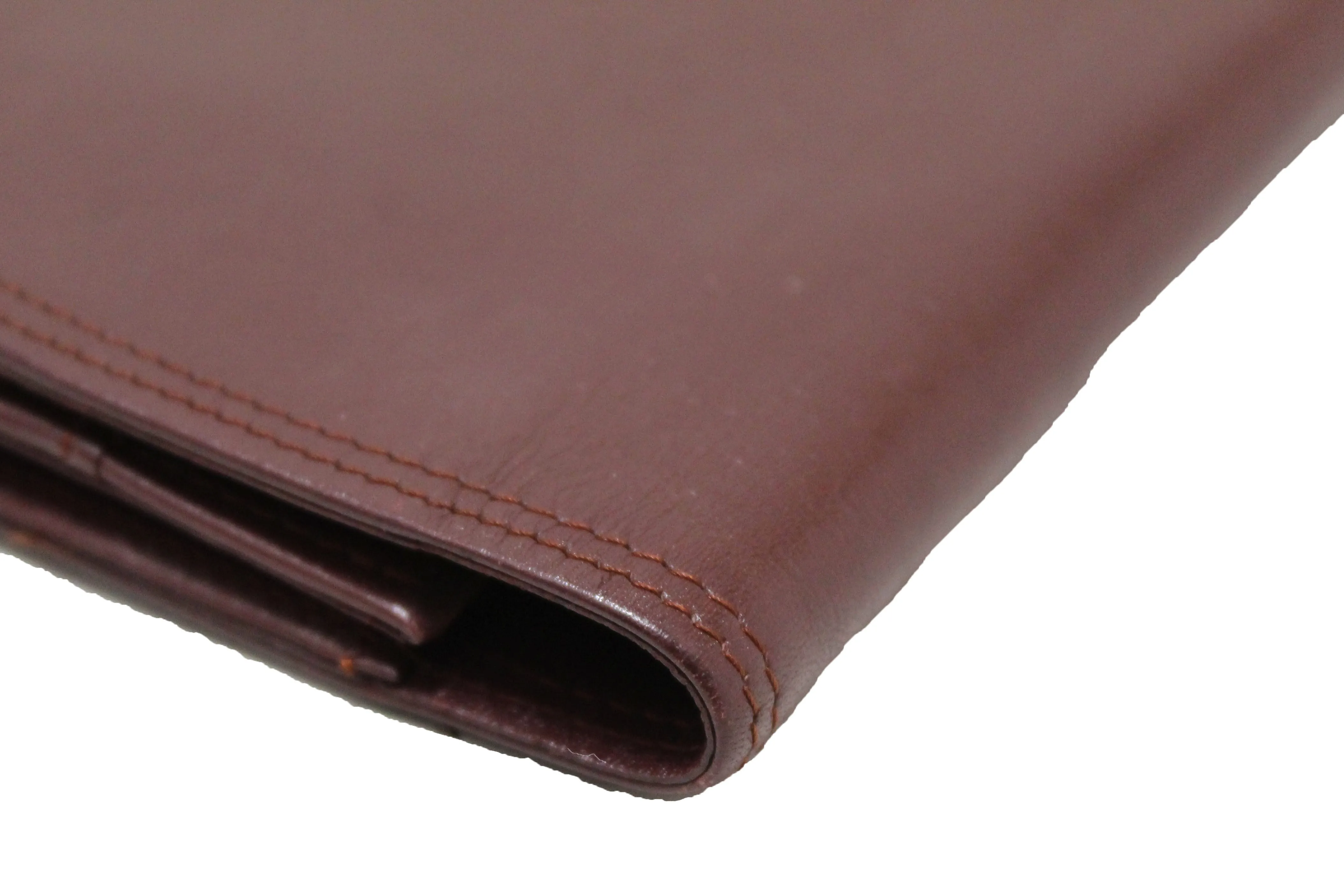 Authentic Cartier Burgundy Calfskin Leather Envelope Portfolio Pouch