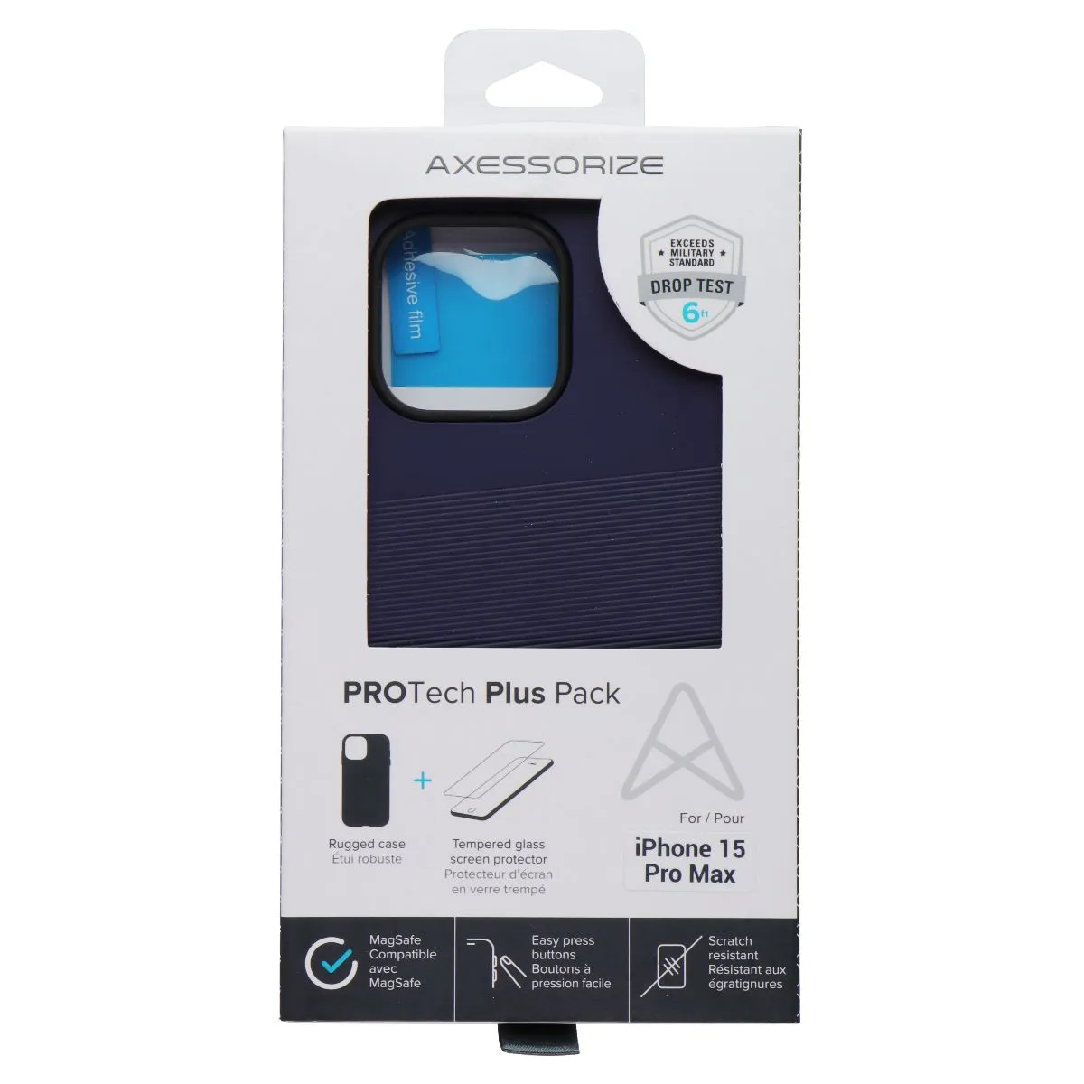 AXS Pro Tech Plus Pack (Glass & Case) for Apple iPhone 15 Pro Max - Astral Blue