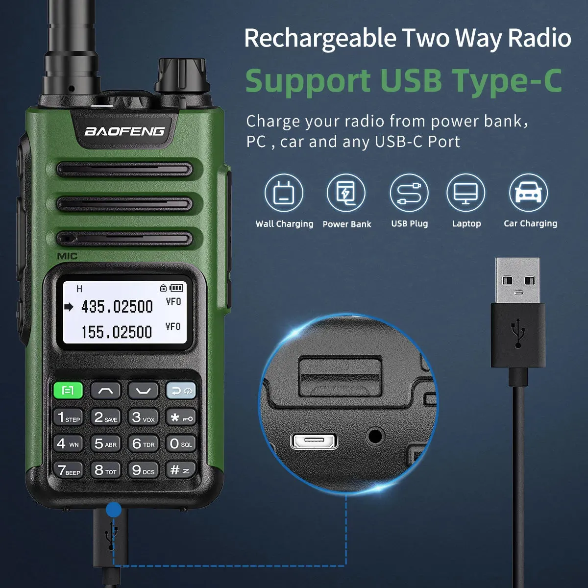 BaoFeng UV-13 PRO V2 Dual Band 999 Channels Walkie Talkie Type-C 16KM Long Range S22 UV-5R Transceiver Ham CB Two Way Radio