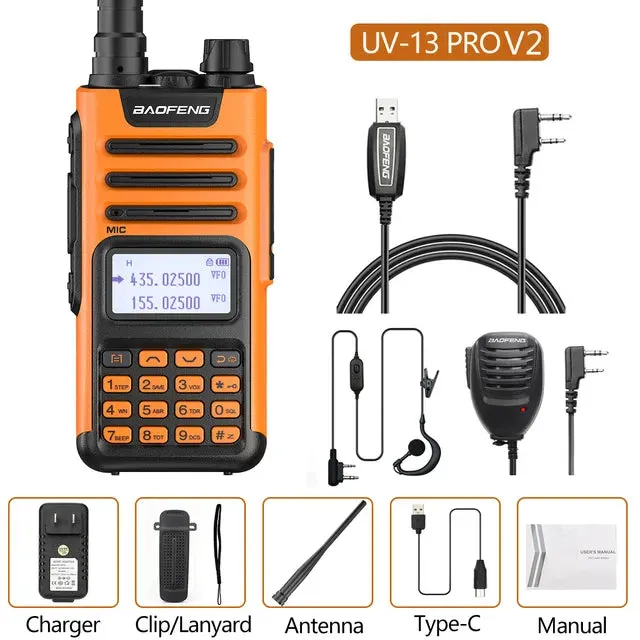 BaoFeng UV-13 PRO V2 Dual Band 999 Channels Walkie Talkie Type-C 16KM Long Range S22 UV-5R Transceiver Ham CB Two Way Radio