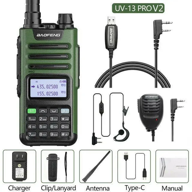 BaoFeng UV-13 PRO V2 Dual Band 999 Channels Walkie Talkie Type-C 16KM Long Range S22 UV-5R Transceiver Ham CB Two Way Radio