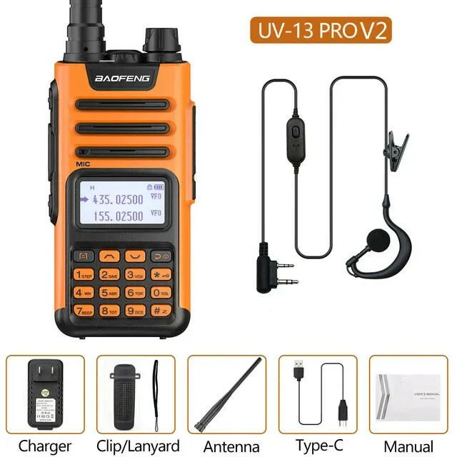 BaoFeng UV-13 PRO V2 Dual Band 999 Channels Walkie Talkie Type-C 16KM Long Range S22 UV-5R Transceiver Ham CB Two Way Radio