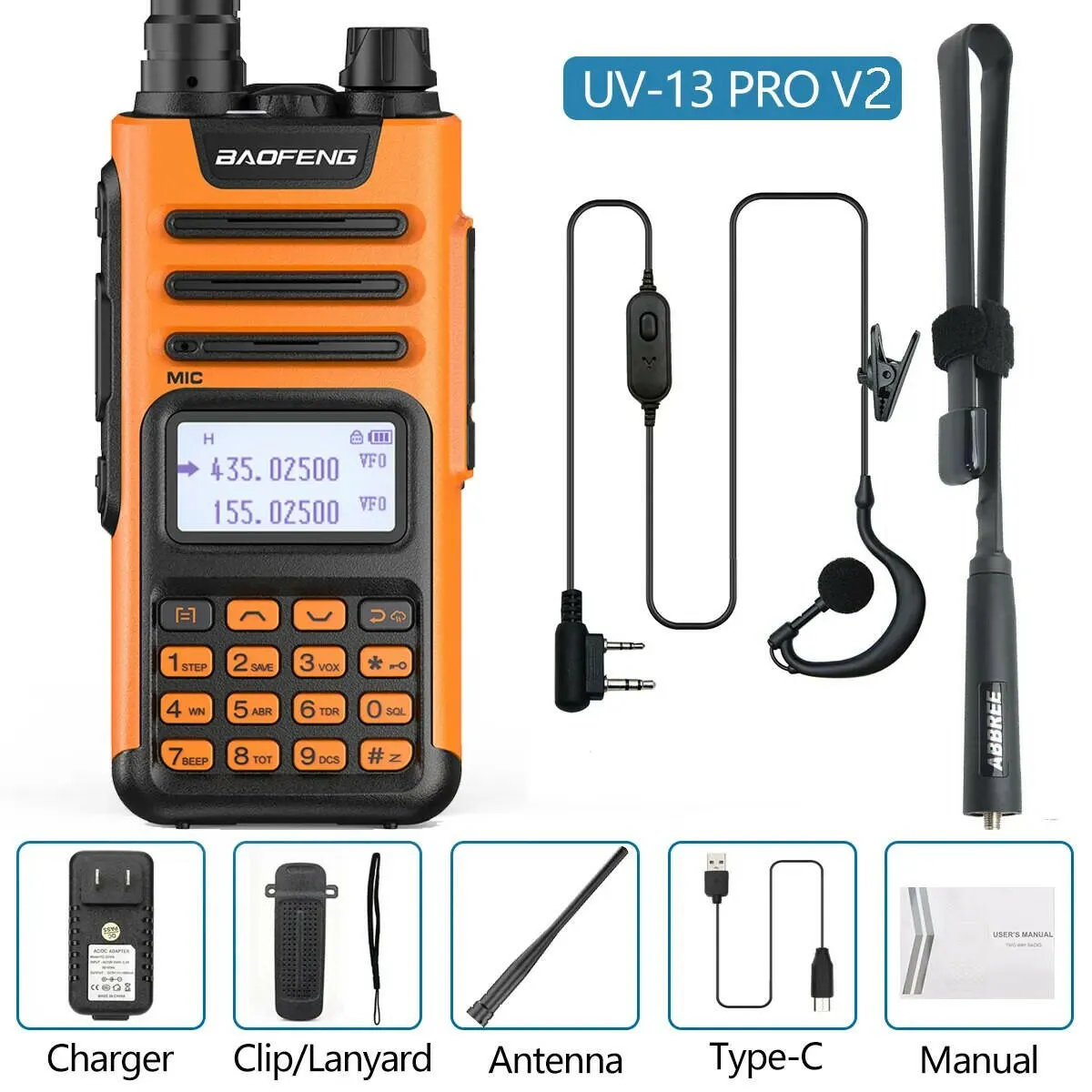 BaoFeng UV-13 PRO V2 Dual Band 999 Channels Walkie Talkie Type-C 16KM Long Range S22 UV-5R Transceiver Ham CB Two Way Radio