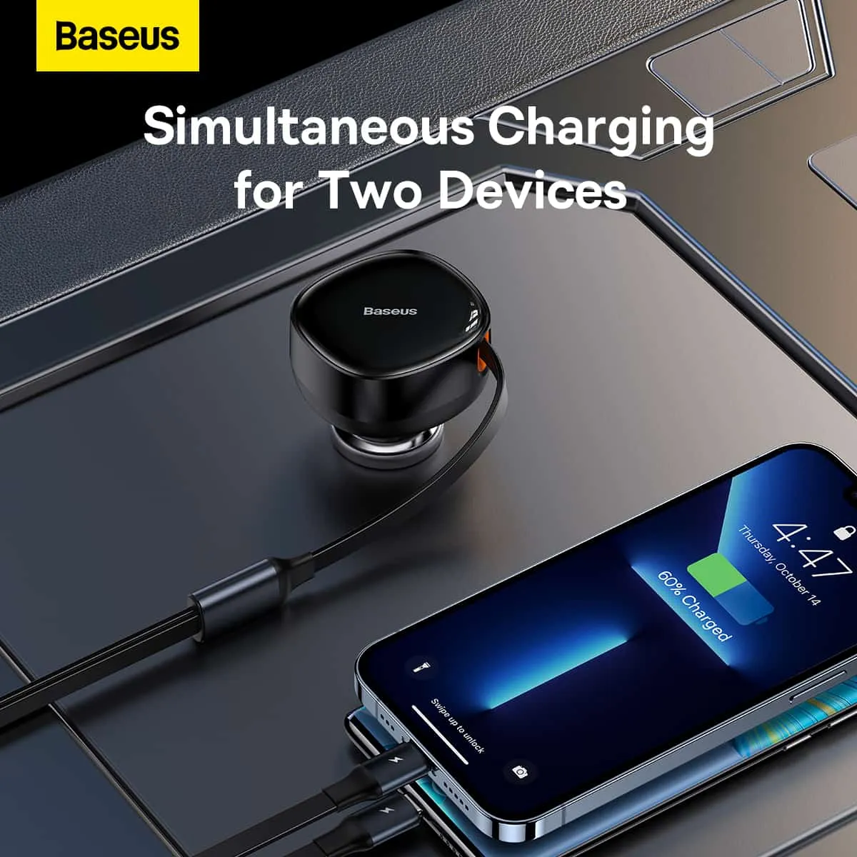 Baseus Enjoyment Retractable 2-in-1 C L 30W Car Charger